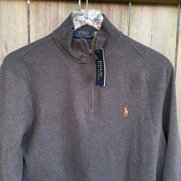 Polo Ralph Lauren Pullover Sweater 1/4 Zip Classics Mock Neck Gray Small NWT - Picture 3 of 8